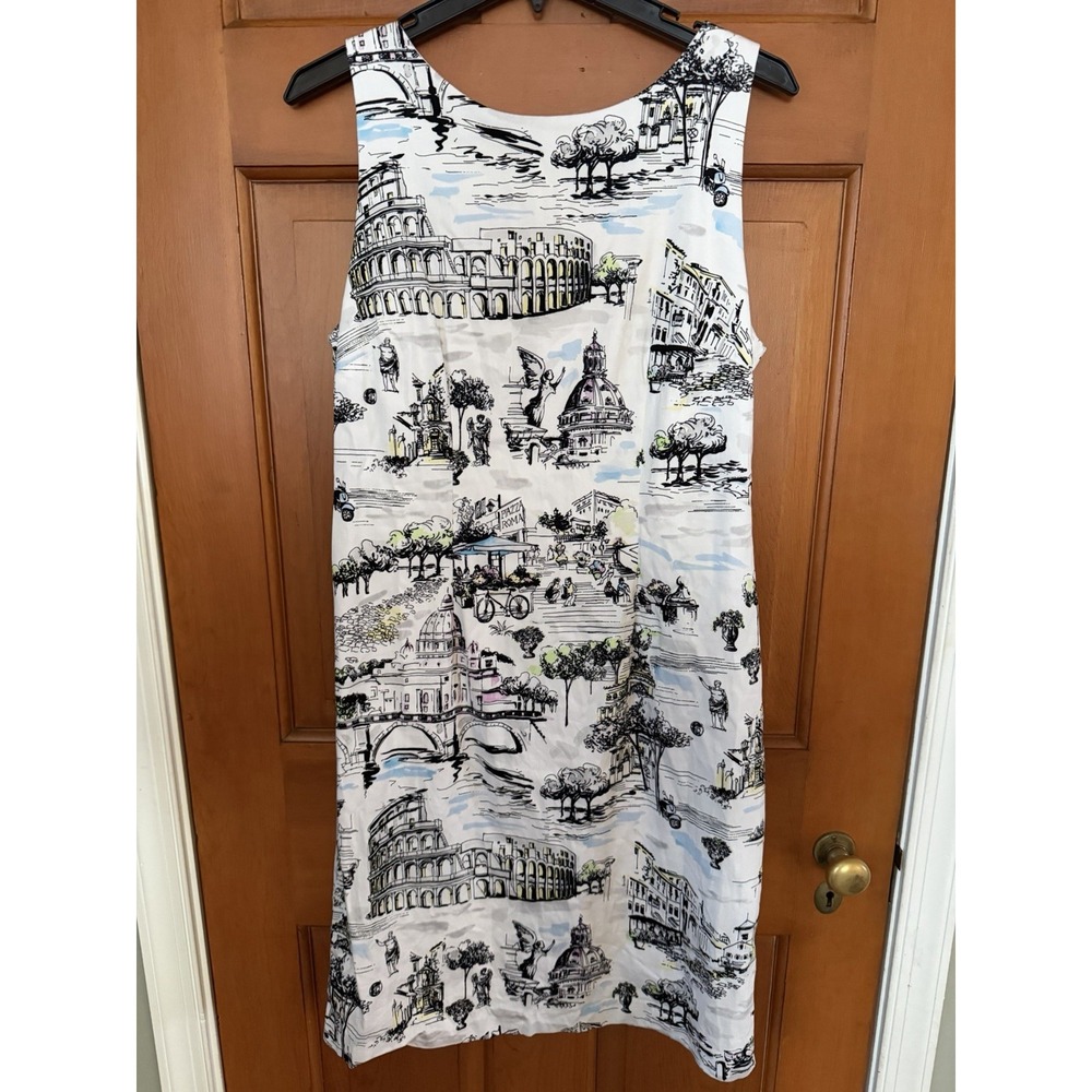 Women's Chetta B Rome Scenic Sketch Print Sheath Dress Size 10 Sleeveless